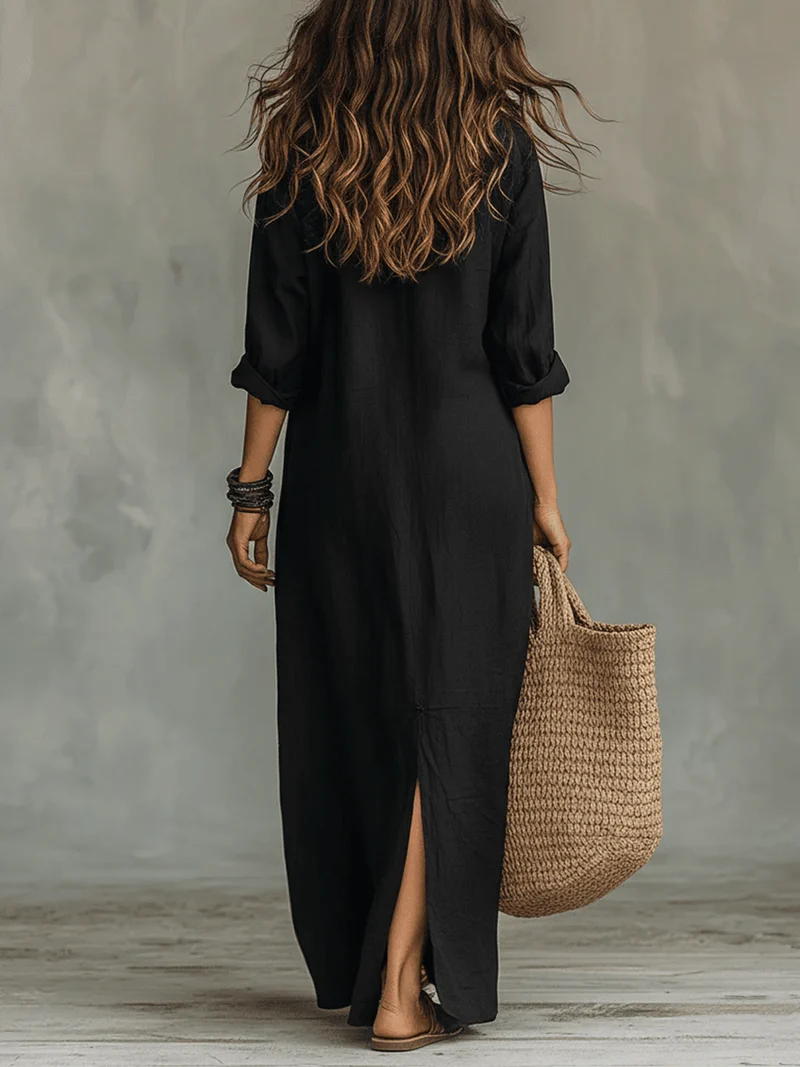 Robe Longue Style Chemise à Boutons pour Femmes
