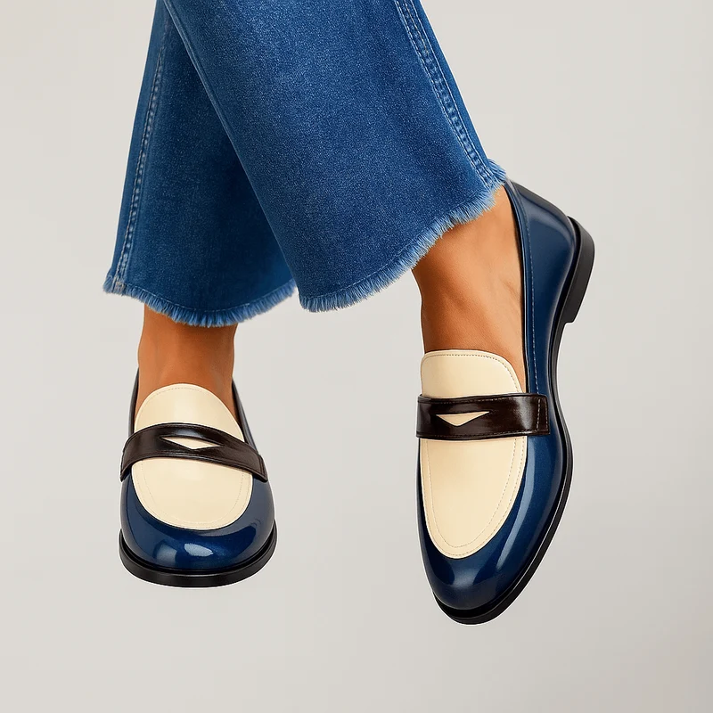Mocassins Bicolores Classiques pour Femmes