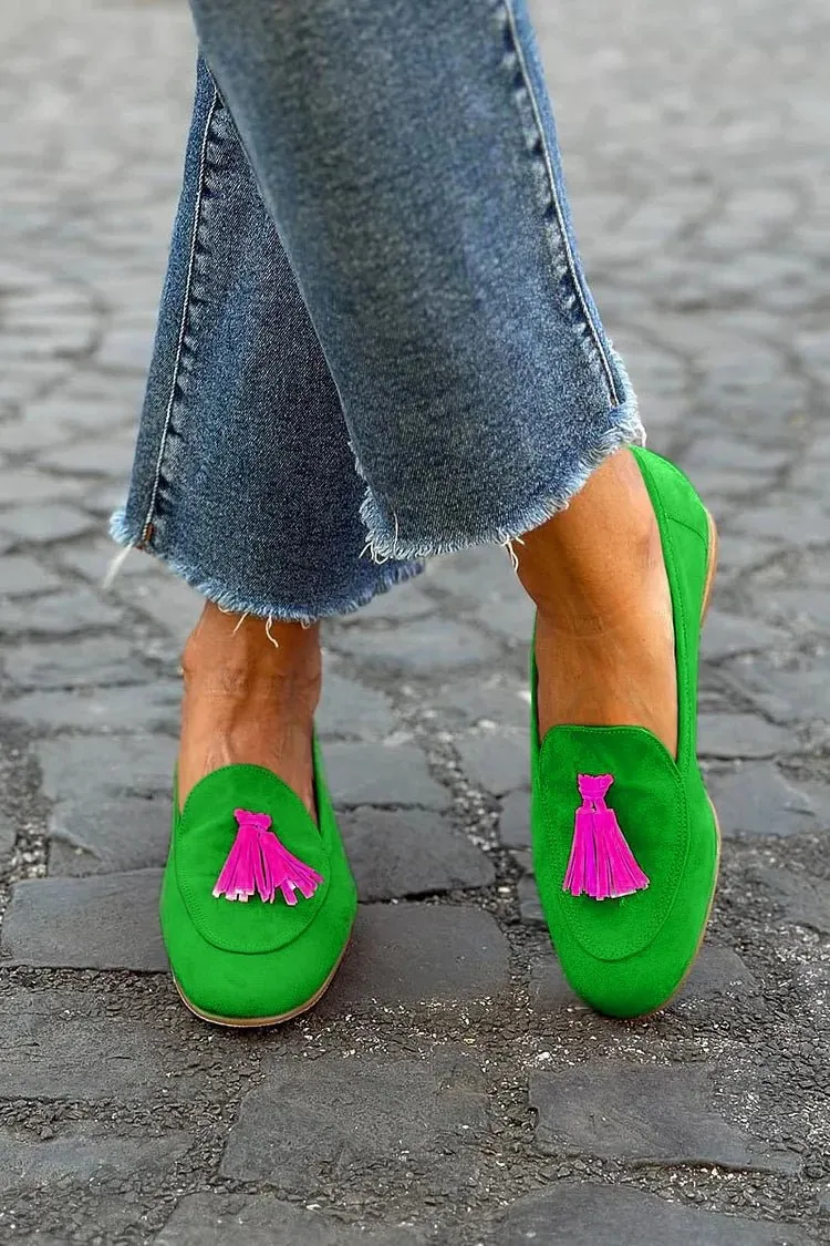 Mocassins à Pompons en Suède pour Femmes