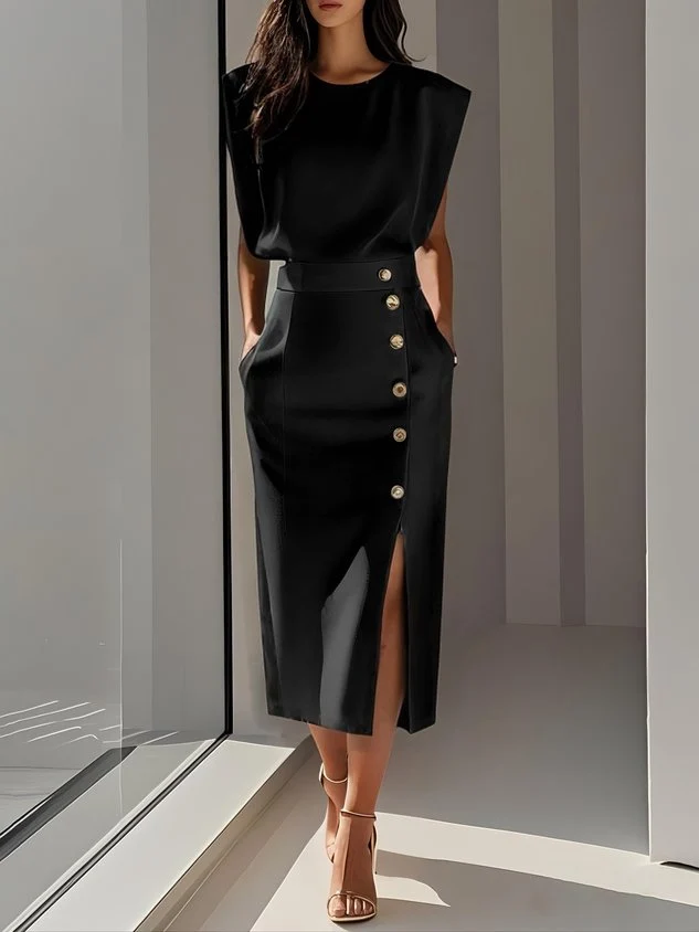 Robe Midi à Encolure Ronde pour Femmes