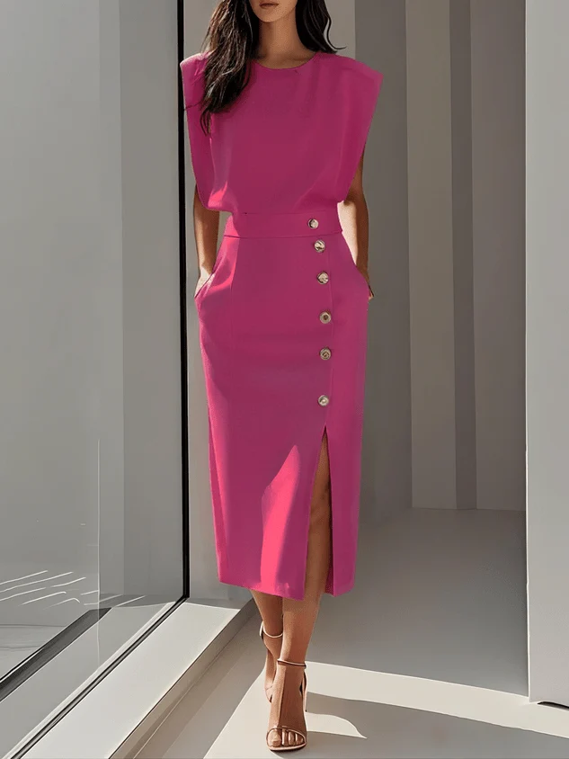 Robe Midi à Encolure Ronde pour Femmes