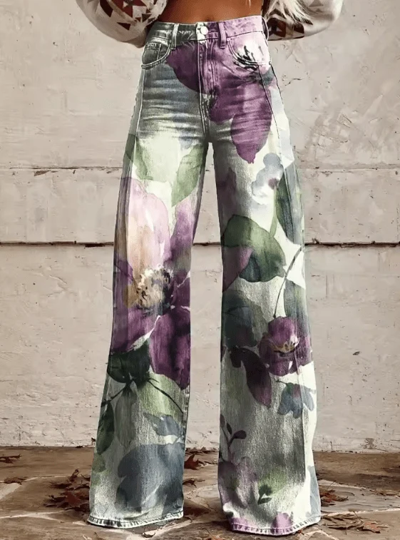 Pantalon à Jambe Large Imprimé pour Femmes