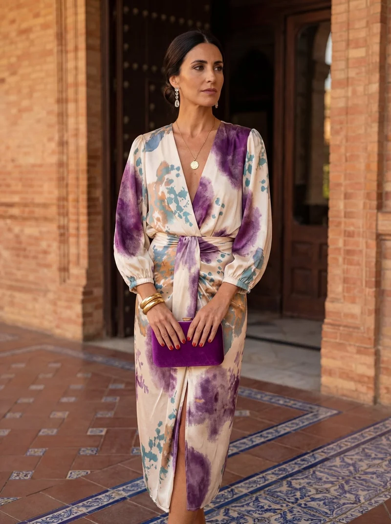 Robe Portefeuille Soyeuse avec Ceinture pour Femmes