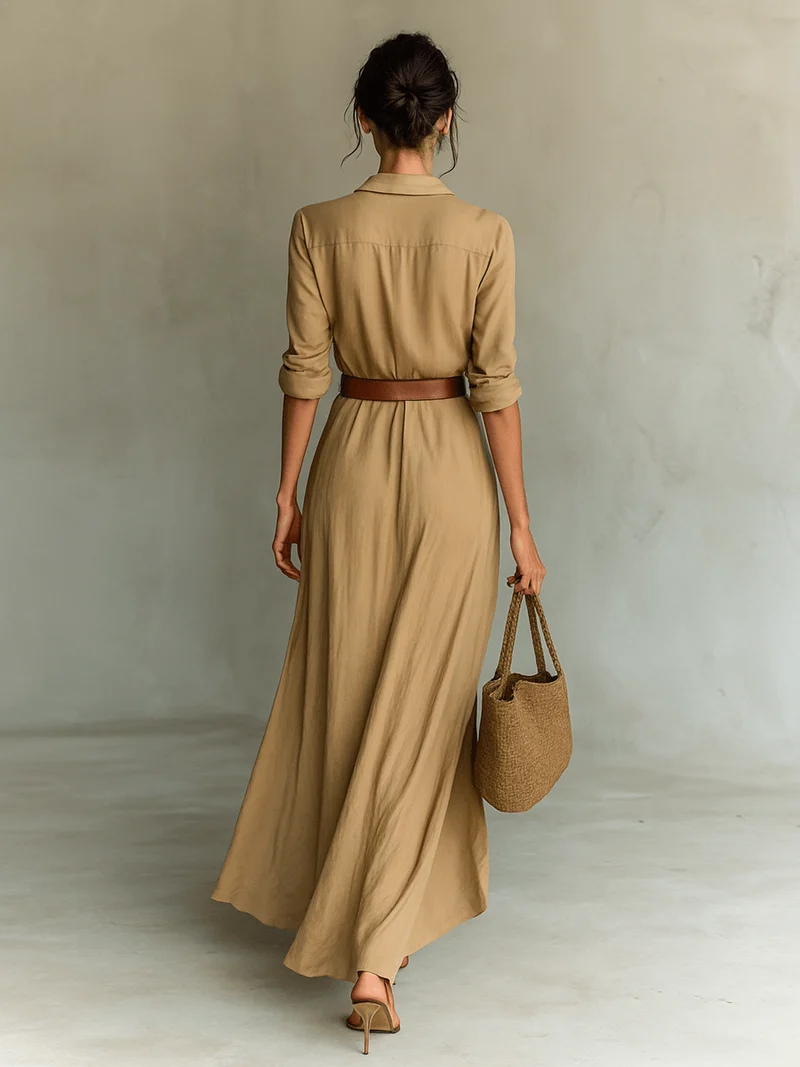 Robe Longue Asymétrique à Ceinture pour Femmes