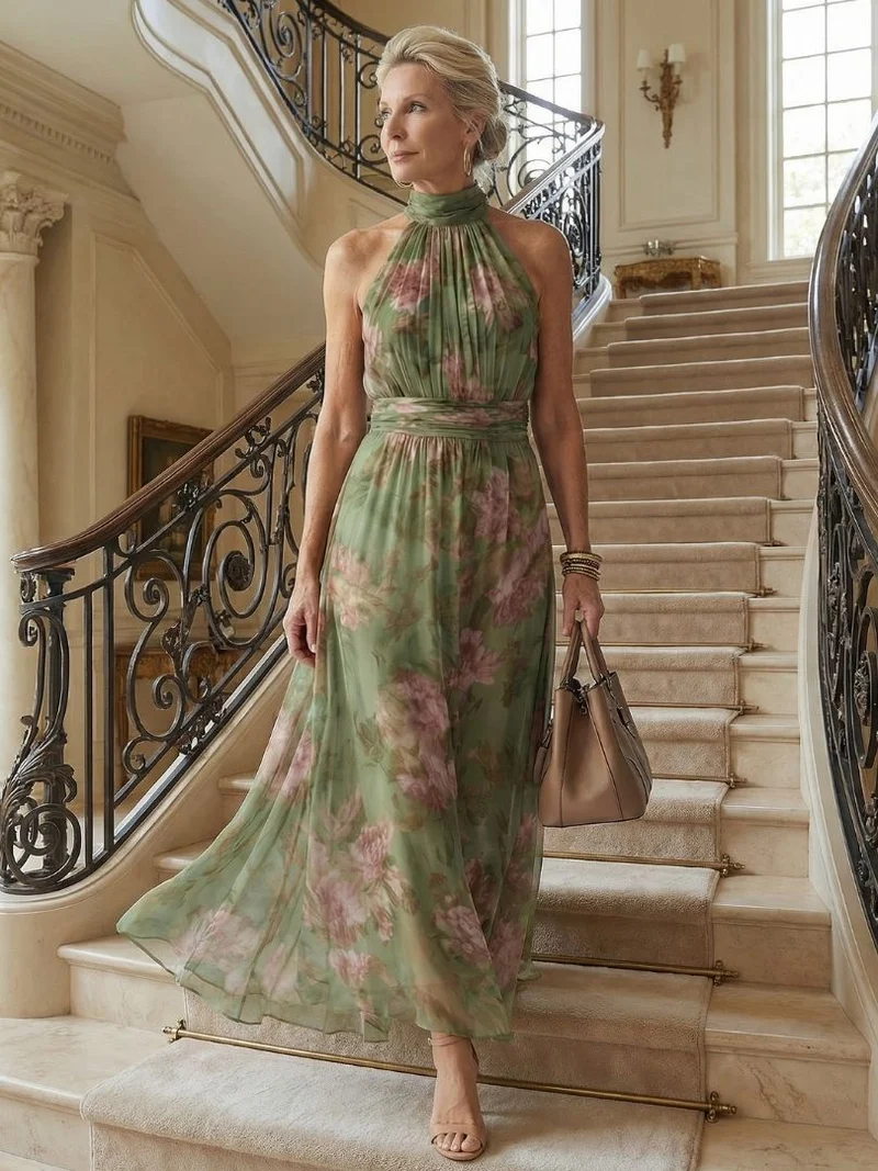 Robe Longue Imprimée Florale pour Femmes