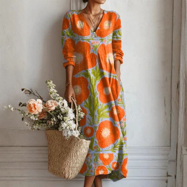 Robe longue à imprimé floral pour femmes