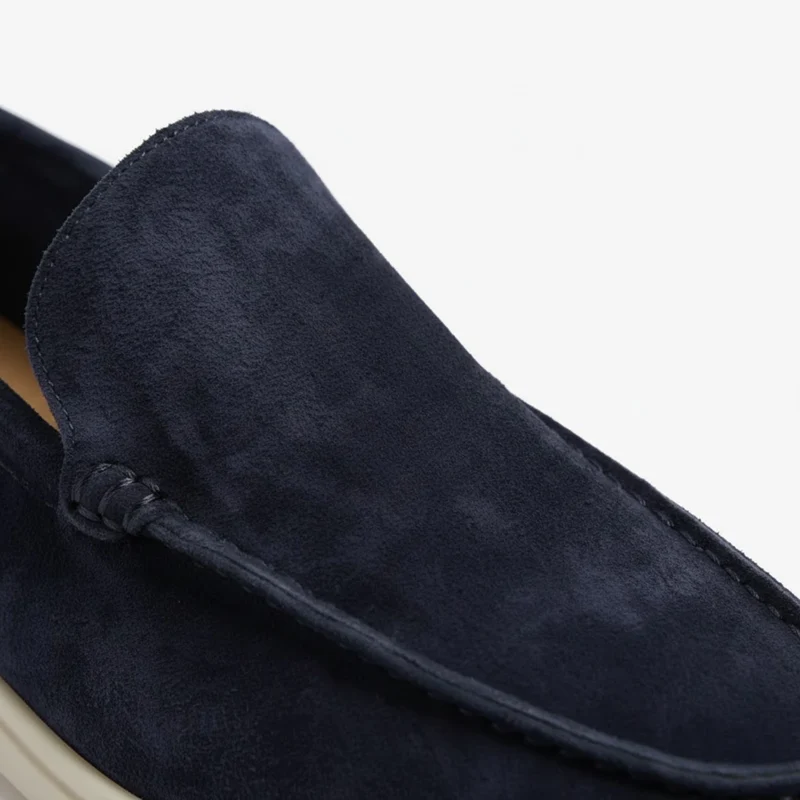 Mocassins en Daim de Vachette pour Hommes avec Couture Apparente et Semelle Souple