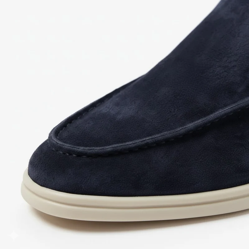 Mocassins en Daim de Vachette pour Hommes avec Couture Apparente et Semelle Souple