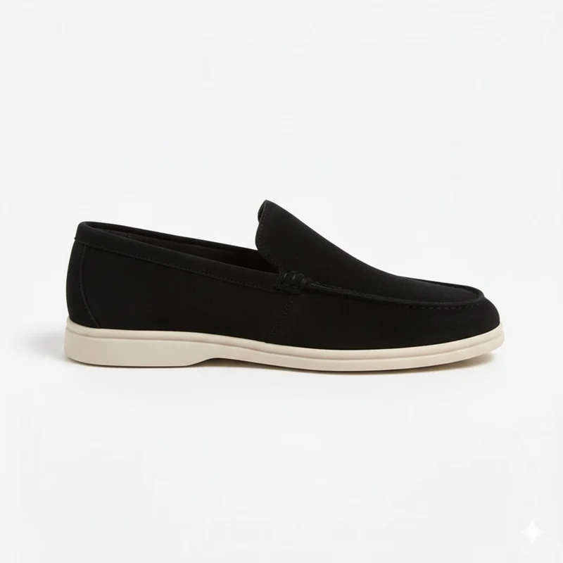Mocassins en Daim de Vachette pour Hommes avec Couture Apparente et Semelle Souple
