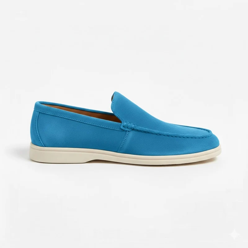 Mocassins en Daim de Vachette pour Hommes avec Couture Apparente et Semelle Souple