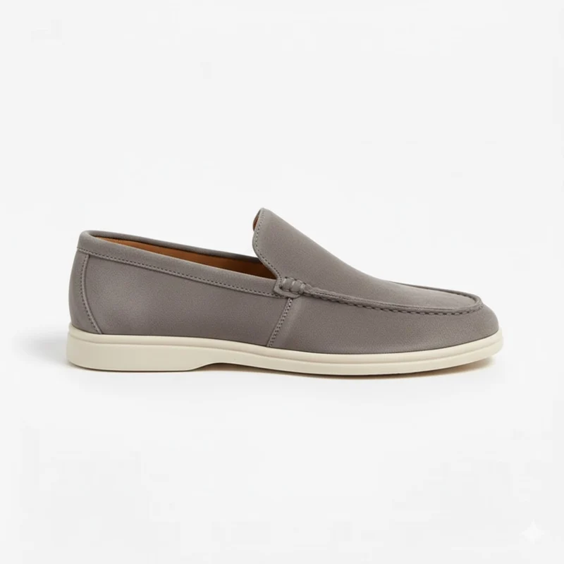 Mocassins en Daim de Vachette pour Hommes avec Couture Apparente et Semelle Souple