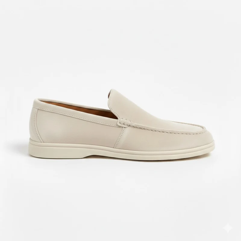 Mocassins en Daim de Vachette pour Hommes avec Couture Apparente et Semelle Souple