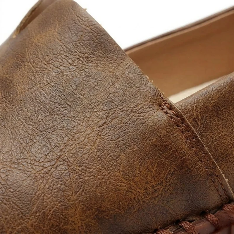 Mocassins en Cuir Artificiel pour Hommes Chaussures de Conduite Souples à Enfiler