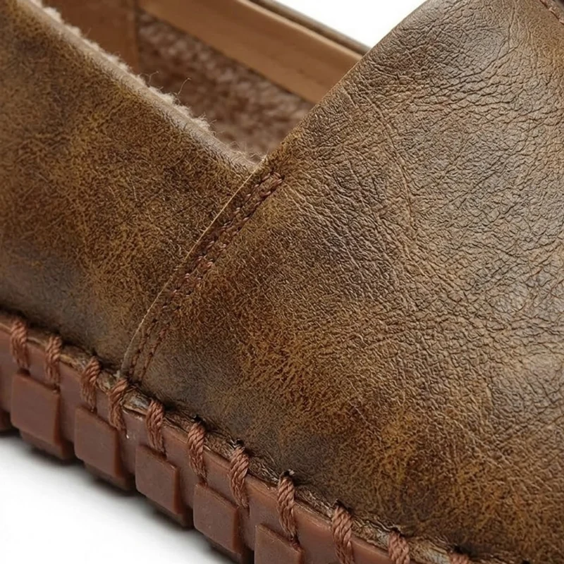 Mocassins en Cuir Artificiel pour Hommes Chaussures de Conduite Souples à Enfiler