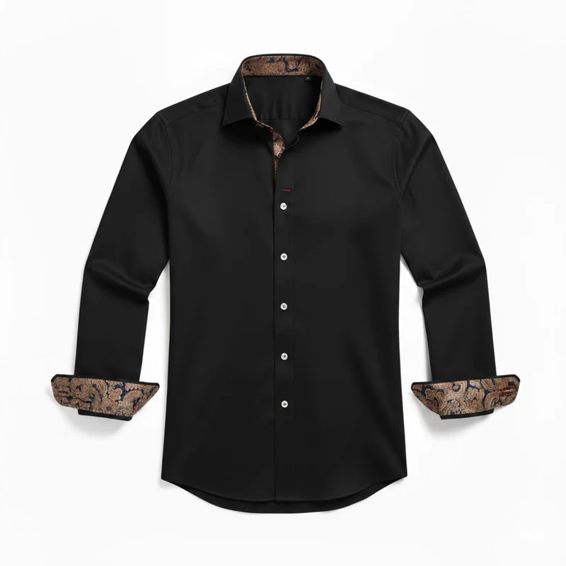 Chemise habillée cintrée à manches longues pour homme avec col et poignets contrastés
