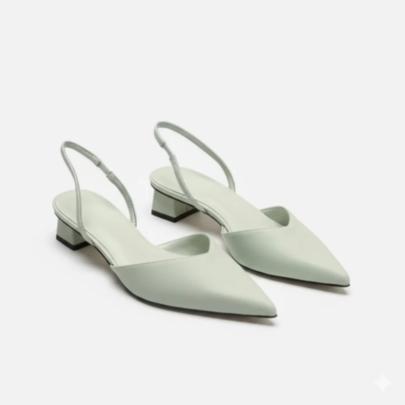 Escarpins slingback pour femme à bout pointu et talon bloc moyen pour le bureau