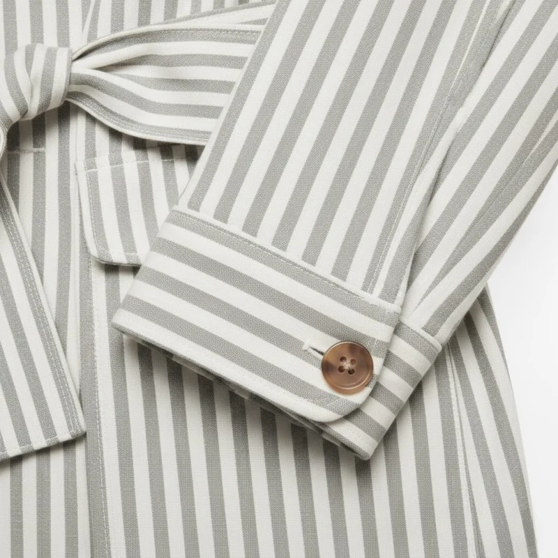 Veste saharienne à rayures pour homme avec ceinture et quatre poches plaquées