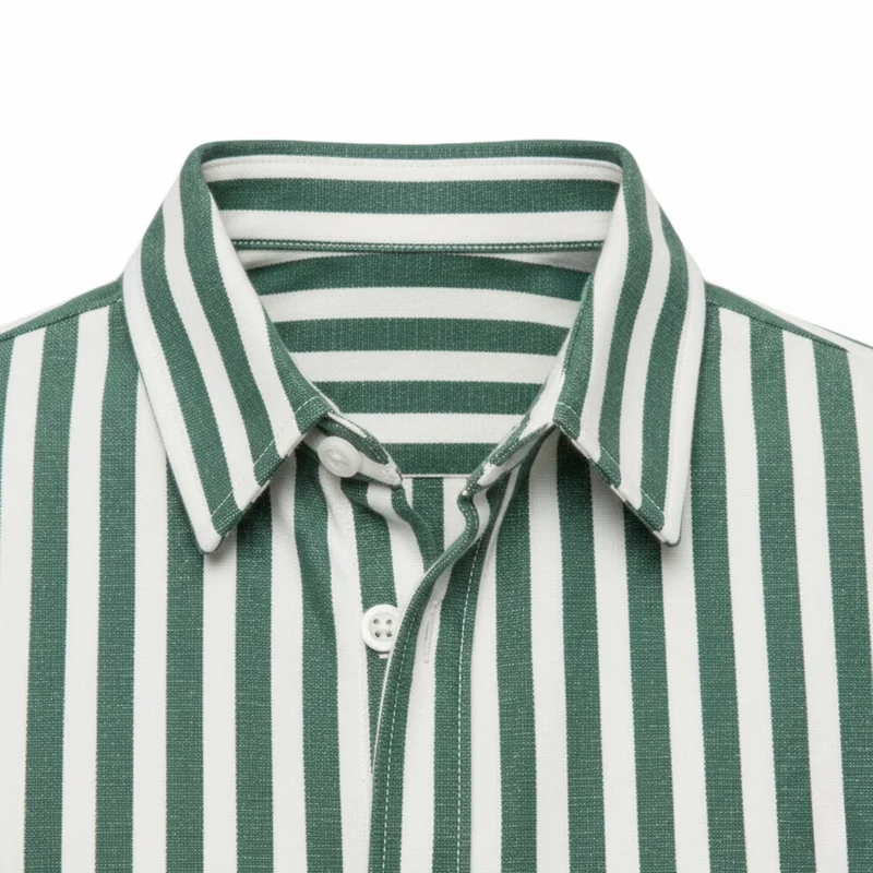 Chemise à rayures pour homme avec poches asymétriques et manches longues