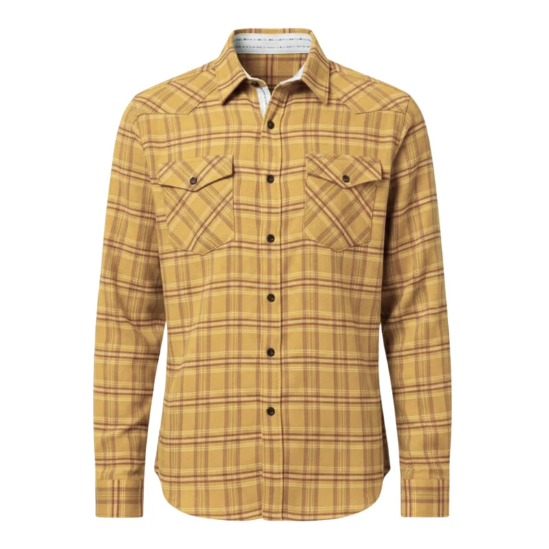 Chemise en flanelle de coton à carreaux pour homme coupe classique à manches longues