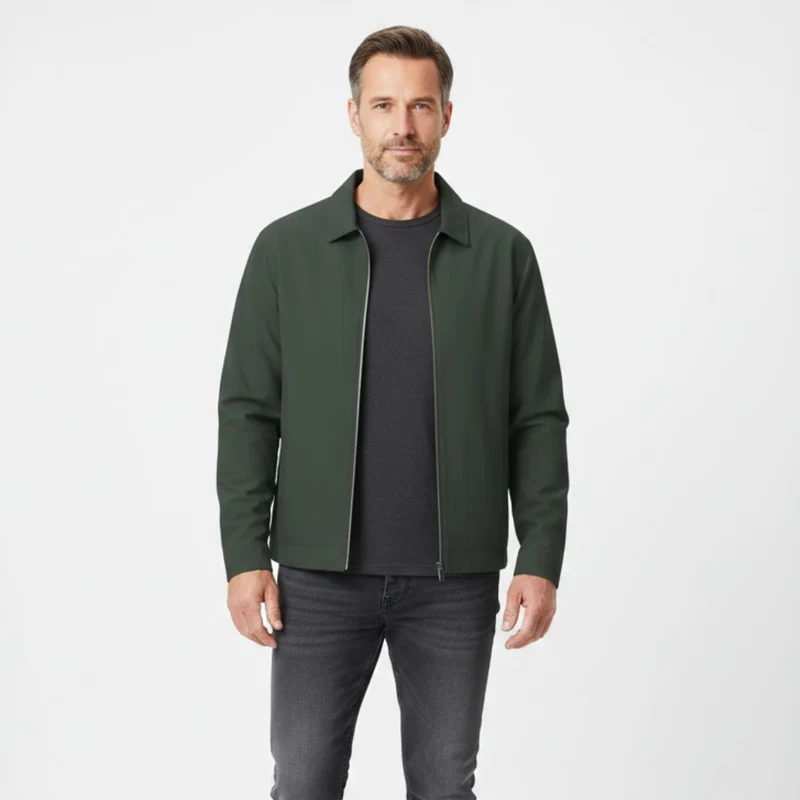 Veste de travail légère pour homme avec fermeture éclair et col chemise classique