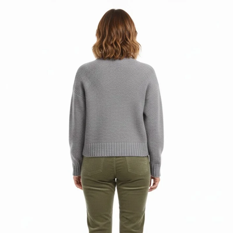Veste pull en maille zippée pour femme col rond style vintage décontracté