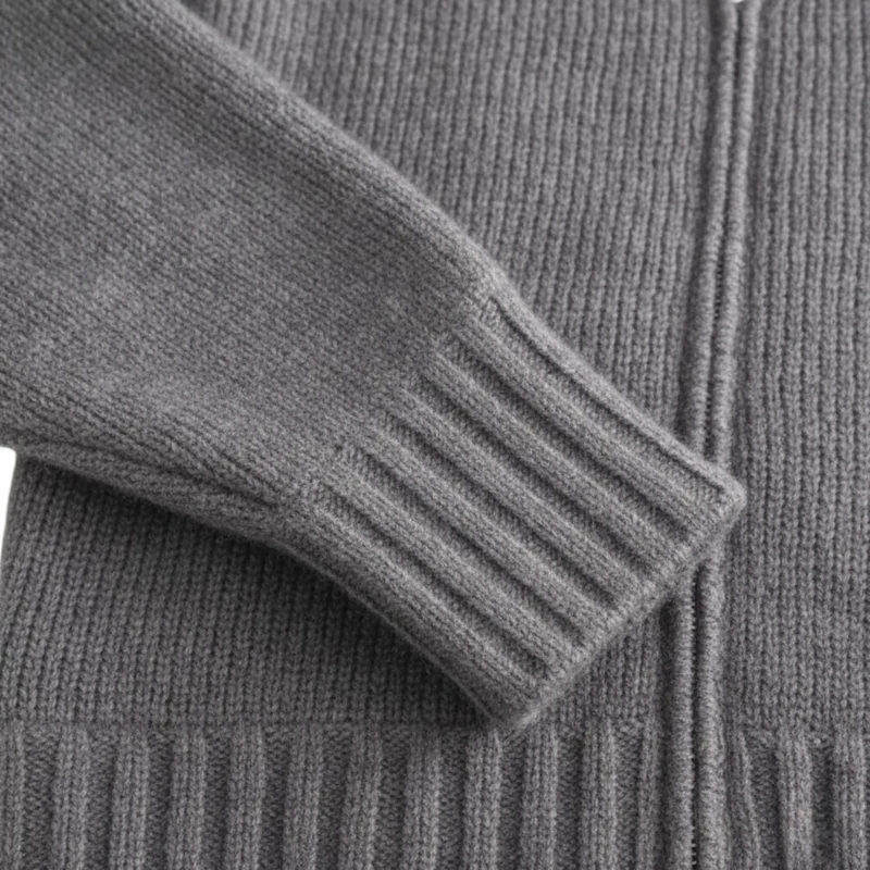 Veste pull en maille zippée pour femme col rond style vintage décontracté