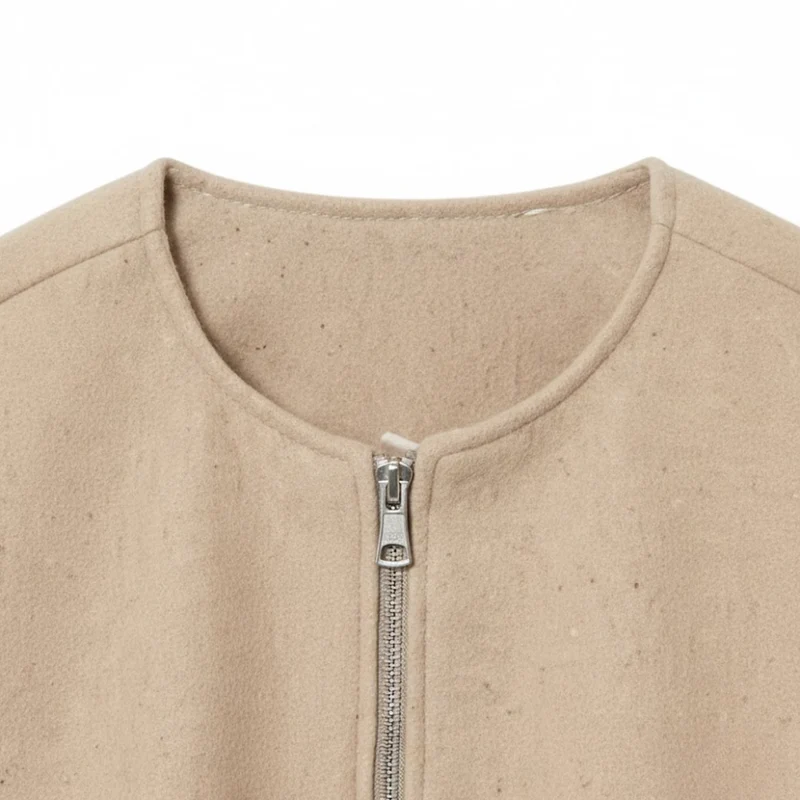 Veste bomber courte pour femme avec fermeture éclair et col rond décontractée