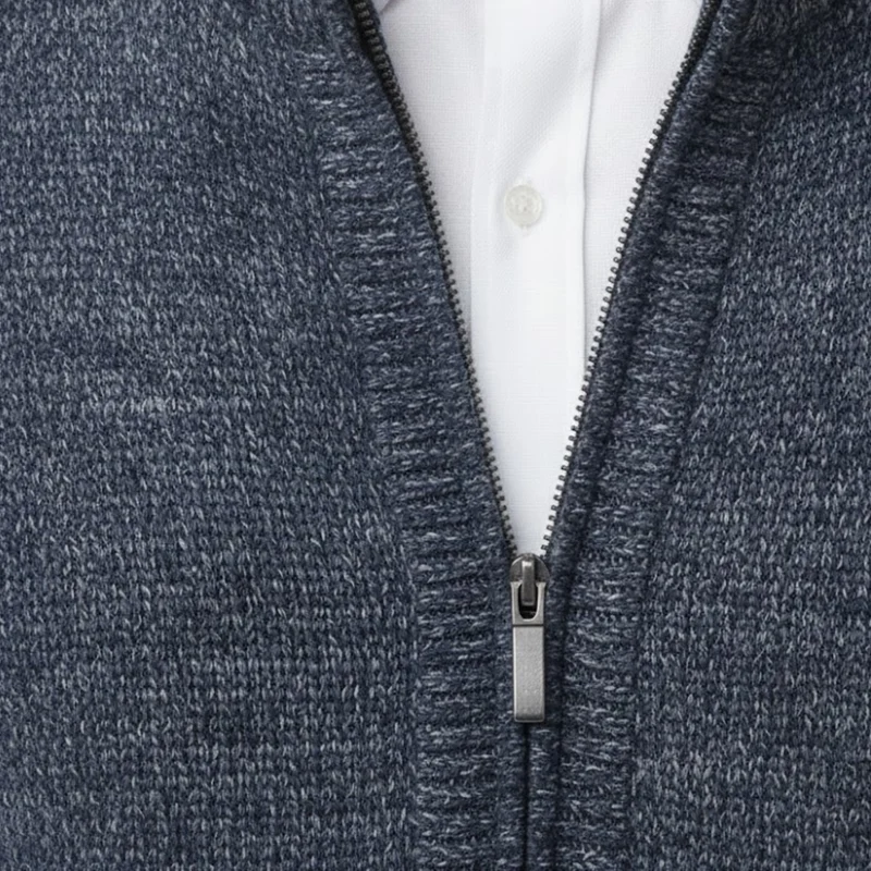 Gilet en maille zippé pour homme avec col montant et doublure en polaire
