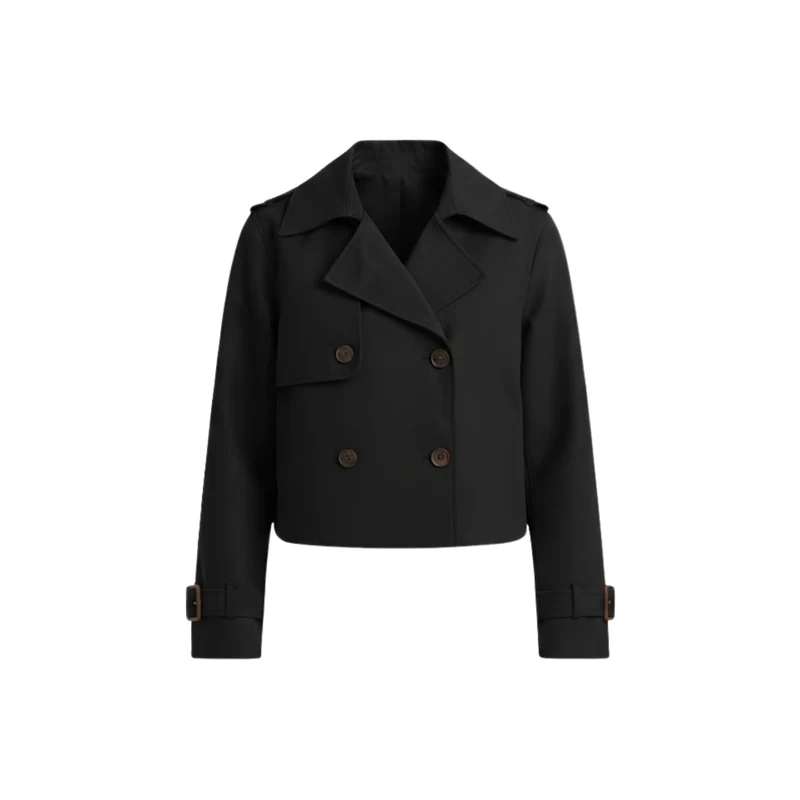 Trench-coat court pour femme à double boutonnage style vintage et chic