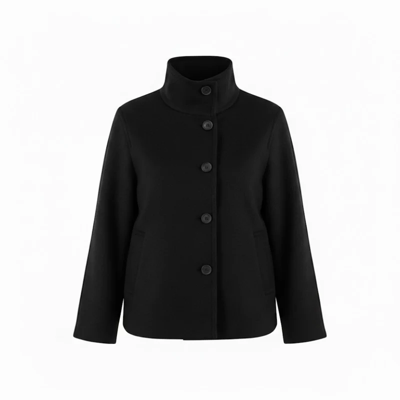 Veste courte pour femme à col montant et boutonnage simple coupe décontractée