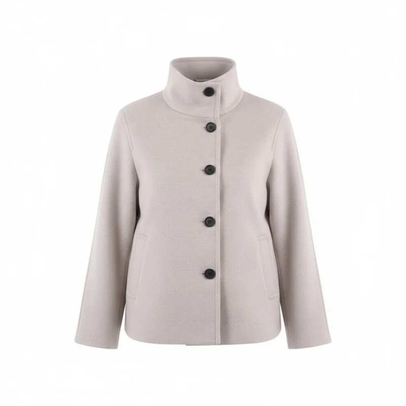 Veste courte pour femme à col montant et boutonnage simple coupe décontractée