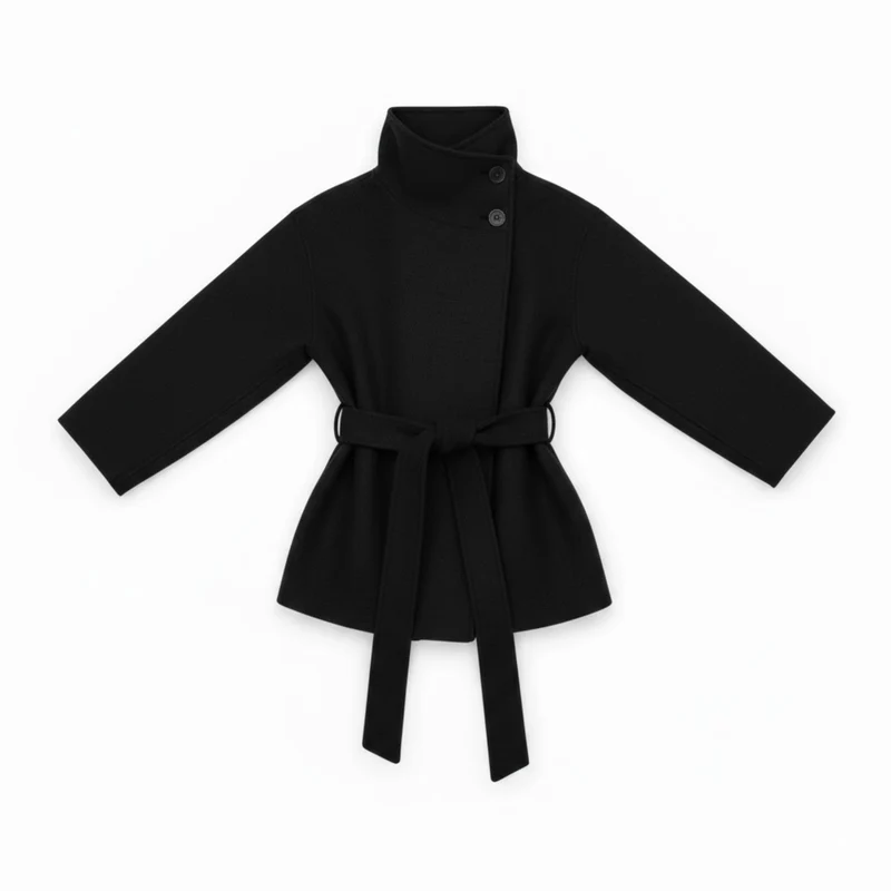 Manteau en fausse fourrure pour femme à col montant et ceinture veste chaude chic
