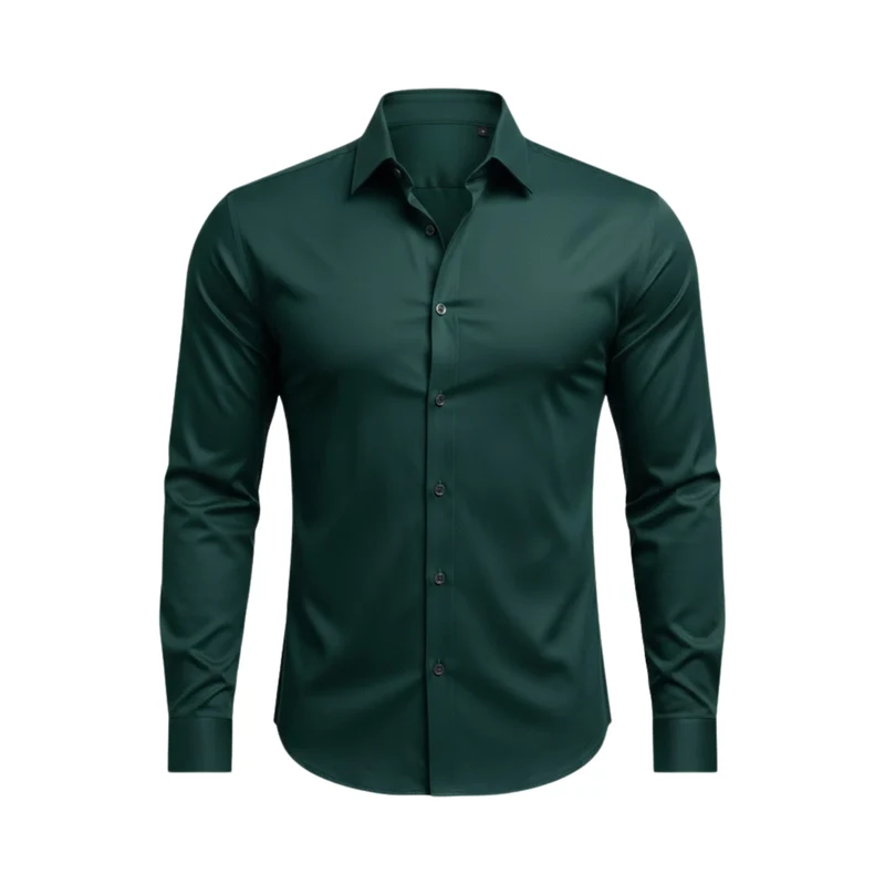 Chemise cintrée à manches longues avec col classique et tissu extensible