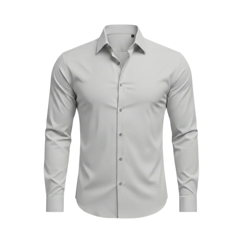 Chemise cintrée à manches longues avec col classique et tissu extensible