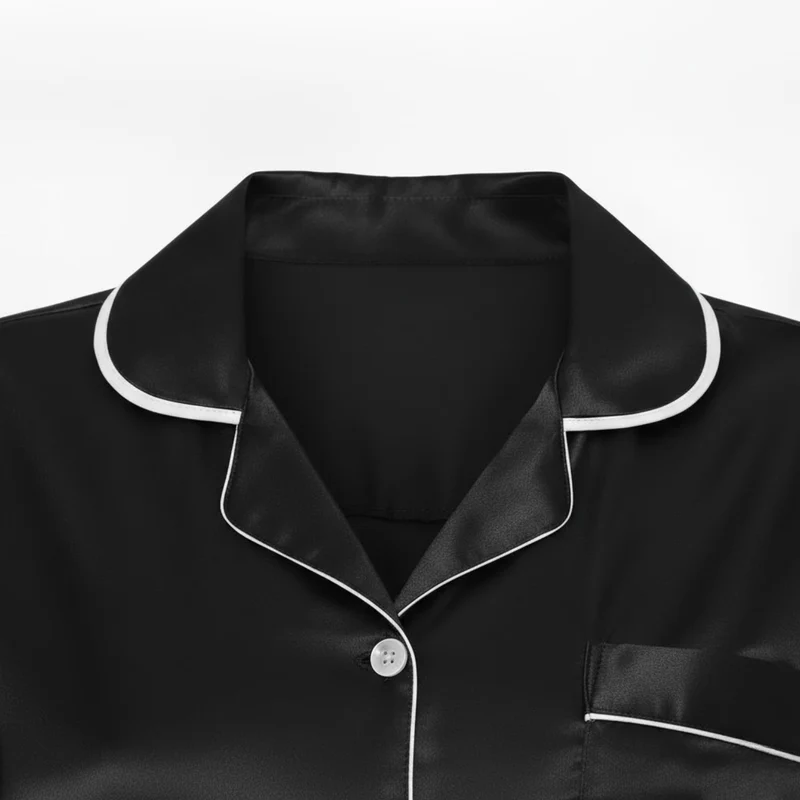 Ensemble pyjama en satin pour femme avec chemise à manches longues et pantalon