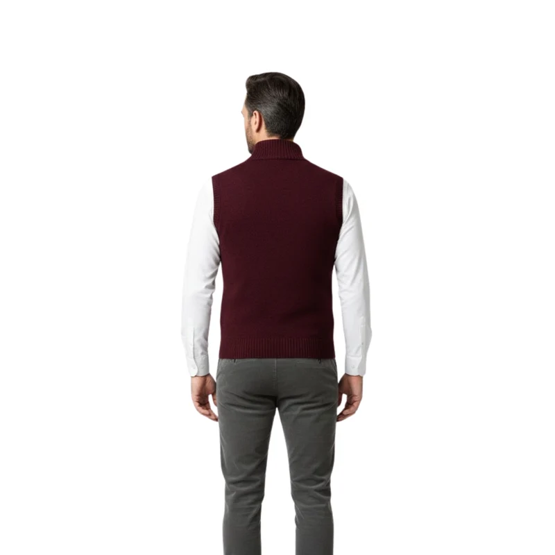 Gilet en maille sans manches avec fermeture éclair et col montant