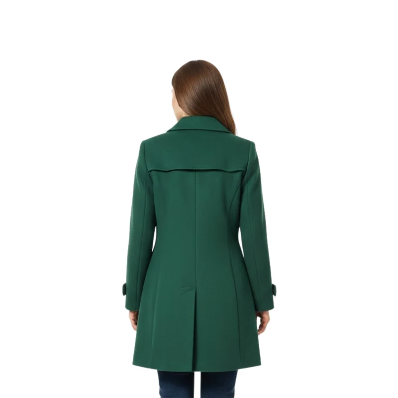 Manteau mi-long en laine à col tailleur et boutonnage multiple