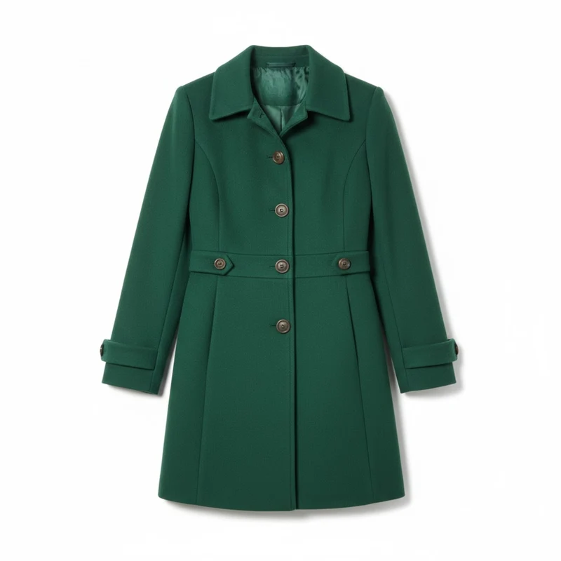 Manteau mi-long en laine à col tailleur et boutonnage multiple