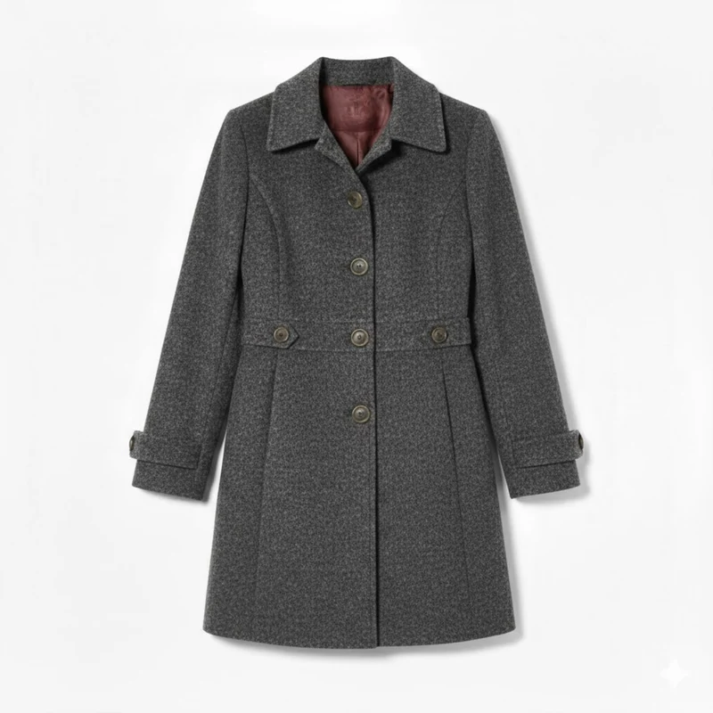 Manteau mi-long en laine à col tailleur et boutonnage multiple