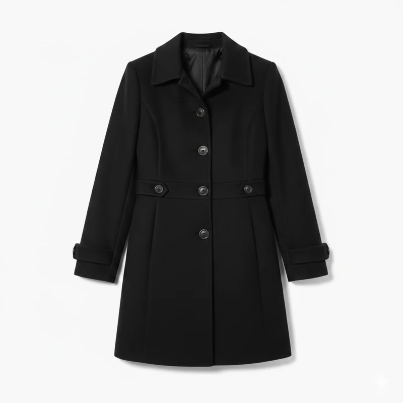 Manteau mi-long en laine à col tailleur et boutonnage multiple