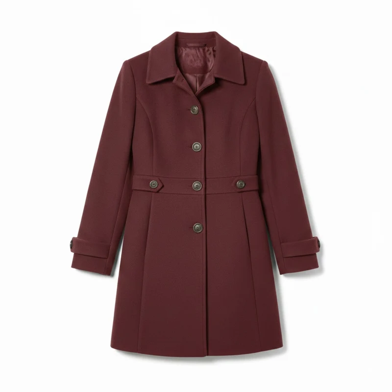 Manteau mi-long en laine à col tailleur et boutonnage multiple