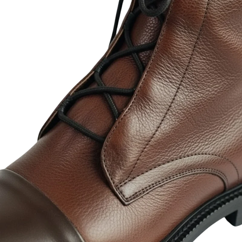 Bottines mi-mollet femme à lacets bicolores avec bout renforcé et semelle gomme