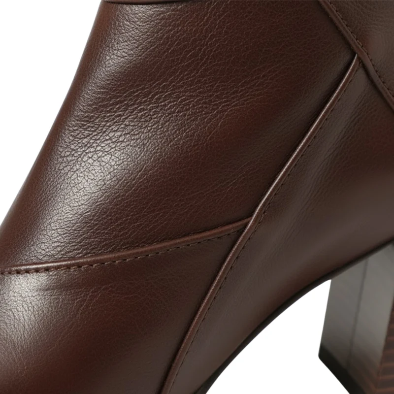 Bottines femme cuir souple à talon carré épais et fermeture éclair latérale