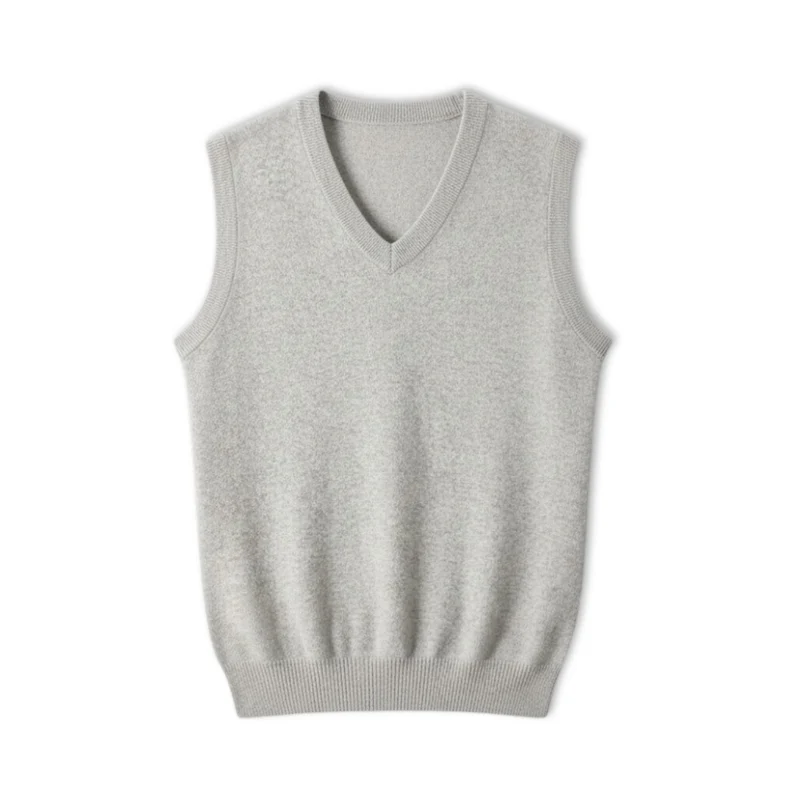 Débardeur homme 100% laine mérinos col en V sans manches coupe classique