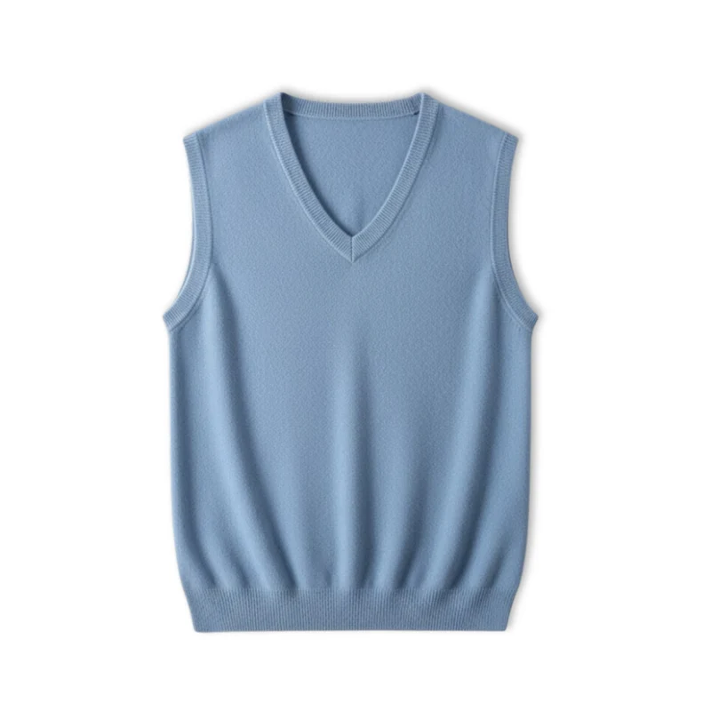 Débardeur homme 100% laine mérinos col en V sans manches coupe classique