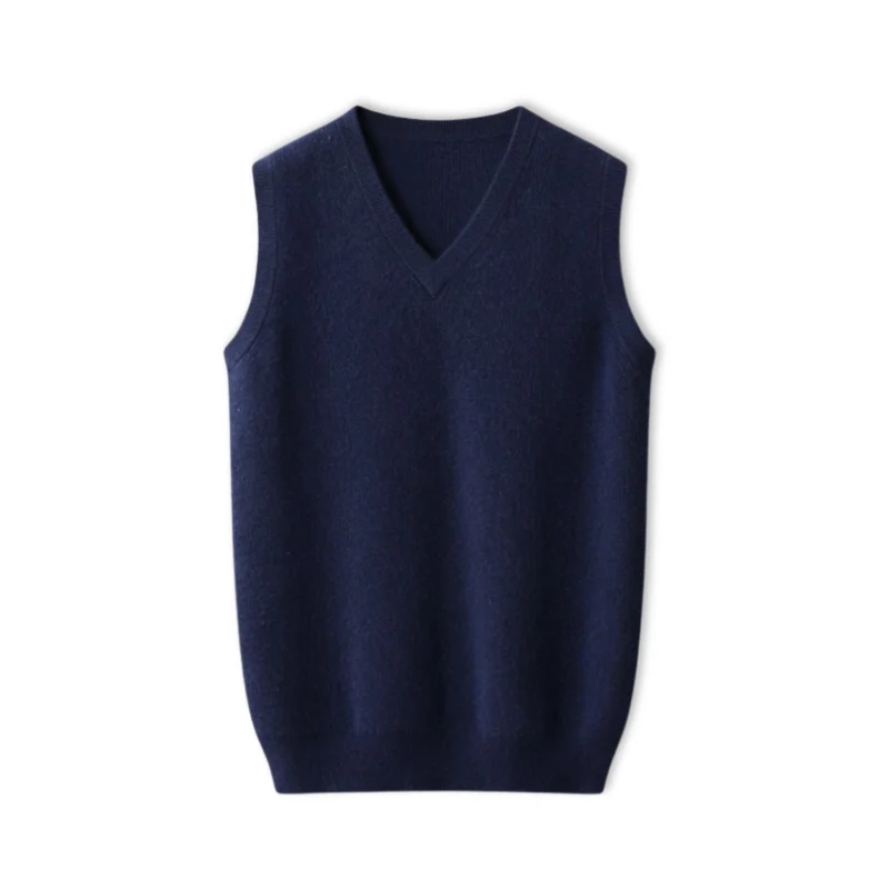 Débardeur homme 100% laine mérinos col en V sans manches coupe classique