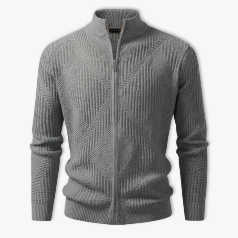 Veste en maille homme motifs géométriques col montant protecteur