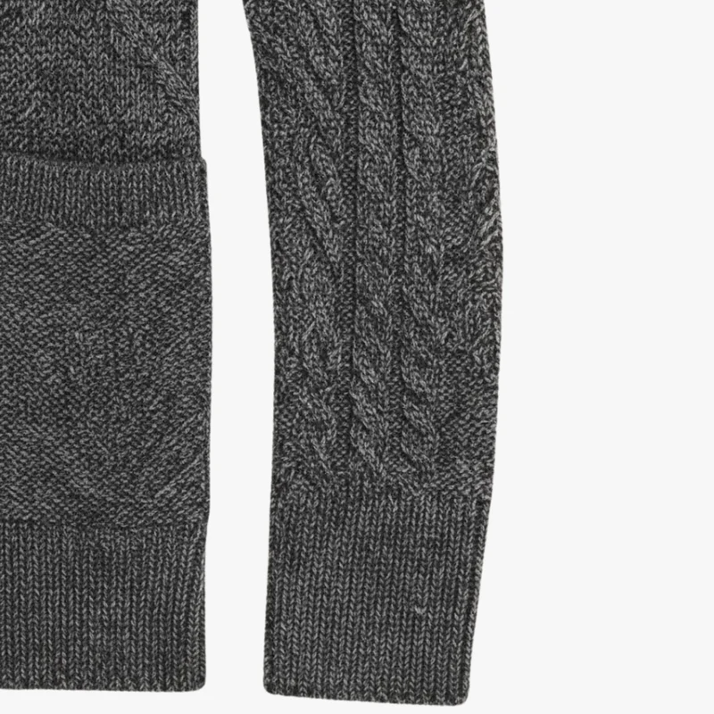 Gilet homme maille torsadée col montant fermeture boutonnée