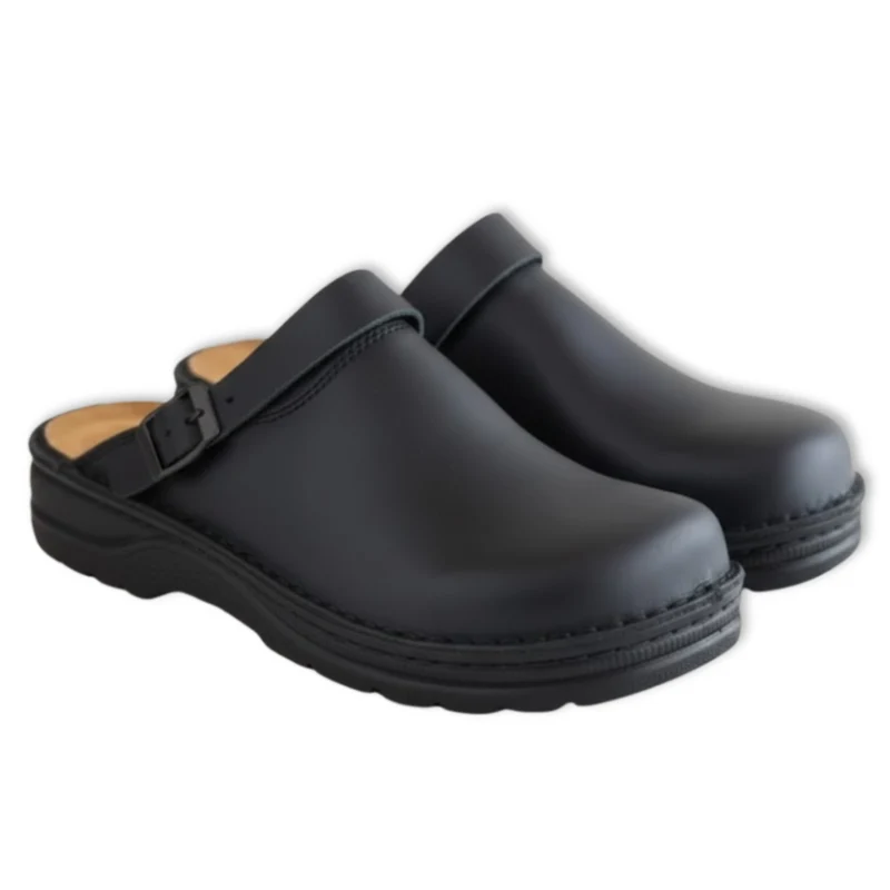 Sabots homme cuir souple bout rond semelle confort style décontracté
