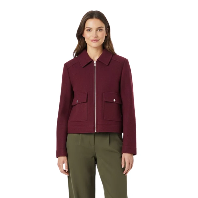 Veste femme courte croisée col tailleur chic structurée décontractée